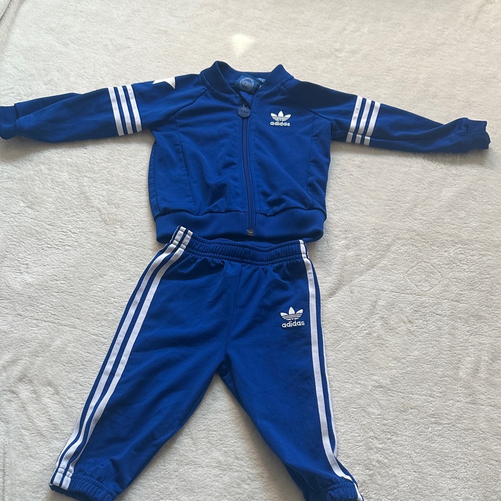 Adidas Kids' Royal Blue Tracksuit with White Stripes
